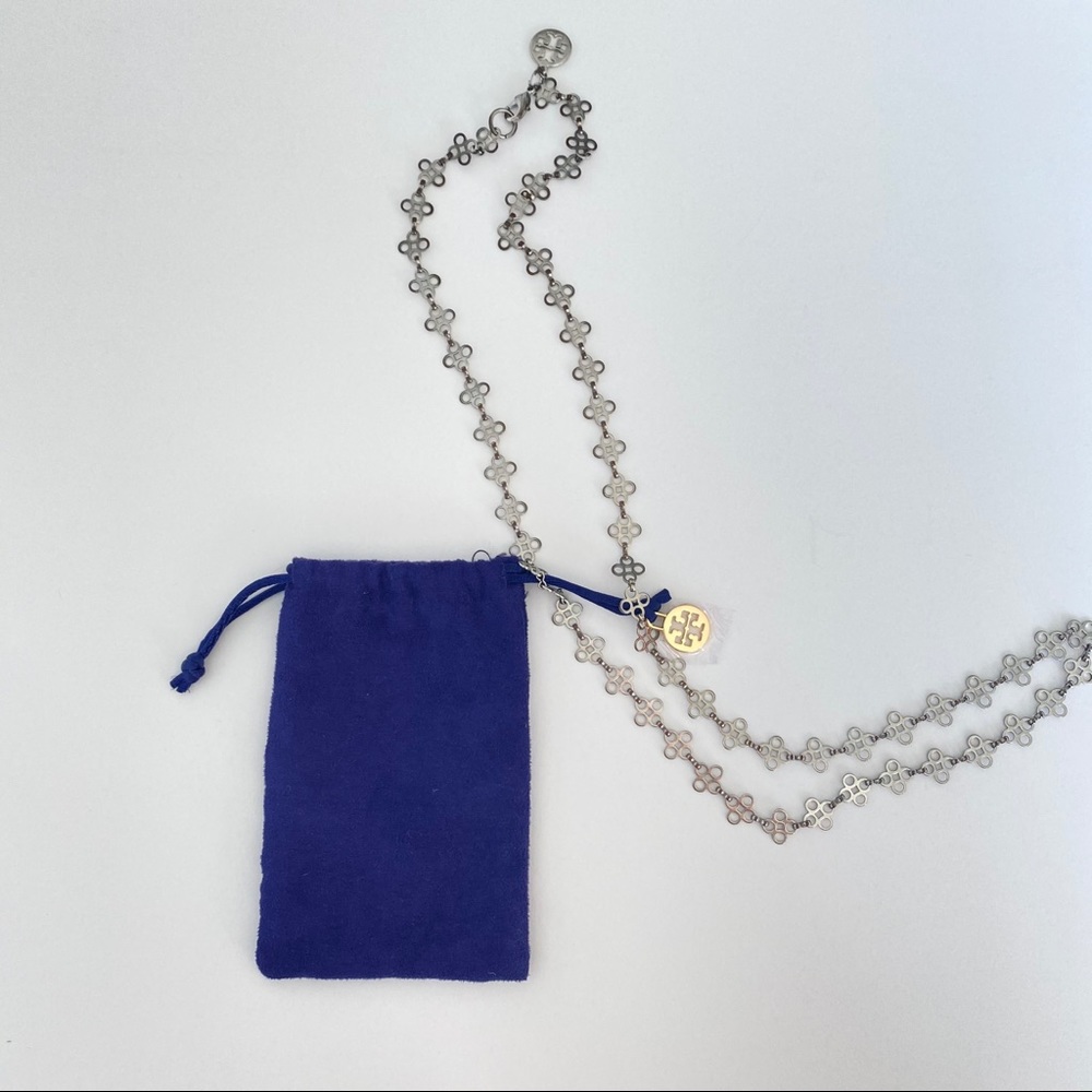 Tory Burch Silver Mini Clover Necklace